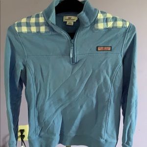 Blue Checkered Vineyard Vines Quarter- Zip